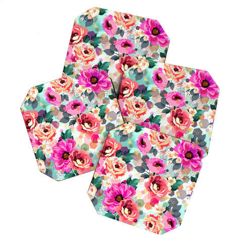 Marta Barragan Camarasa ABSTRACT GEOMETRICAL FLOWERS Coaster Set