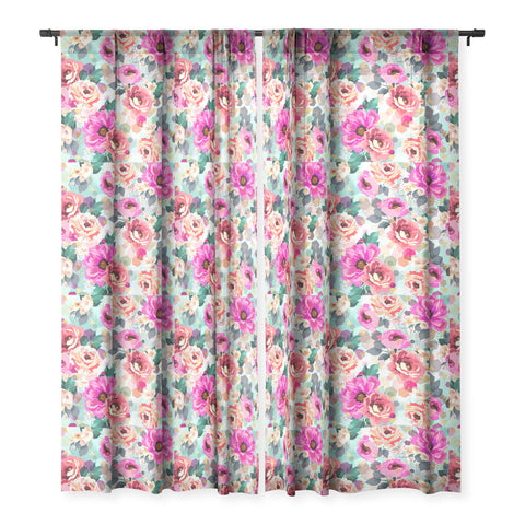 Marta Barragan Camarasa ABSTRACT GEOMETRICAL FLOWERS Sheer Window Curtain