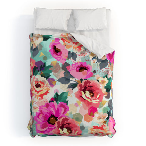 Marta Barragan Camarasa ABSTRACT GEOMETRICAL FLOWERS Duvet Cover