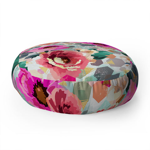 Marta Barragan Camarasa ABSTRACT GEOMETRICAL FLOWERS Floor Pillow Round