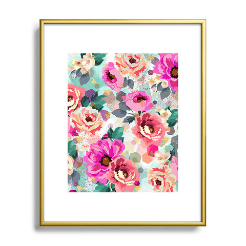 Marta Barragan Camarasa ABSTRACT GEOMETRICAL FLOWERS Metal Framed Art Print