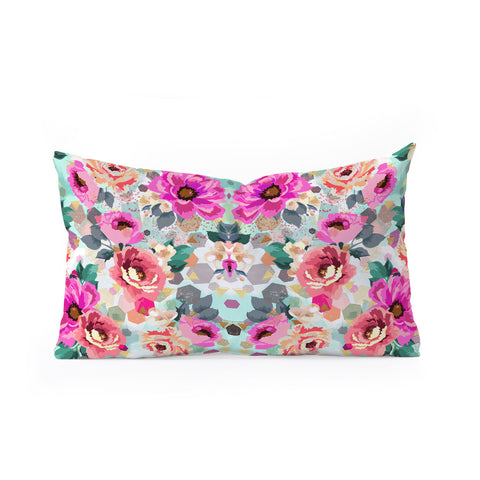 Marta Barragan Camarasa ABSTRACT GEOMETRICAL FLOWERS Oblong Throw Pillow