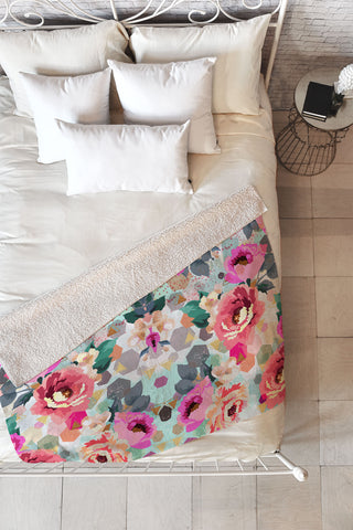 Marta Barragan Camarasa ABSTRACT GEOMETRICAL FLOWERS Fleece Throw Blanket