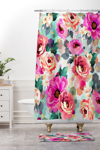 Marta Barragan Camarasa ABSTRACT GEOMETRICAL FLOWERS Shower Curtain And Mat