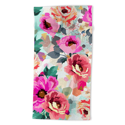 Marta Barragan Camarasa ABSTRACT GEOMETRICAL FLOWERS Beach Towel
