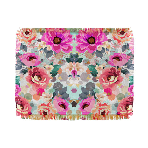 Marta Barragan Camarasa ABSTRACT GEOMETRICAL FLOWERS Throw Blanket