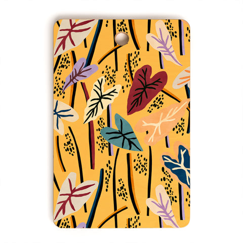 Marta Barragan Camarasa Abstract jungle colorful Leaf Cutting Board Rectangle