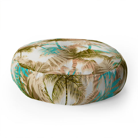 Marta Barragan Camarasa Abstract leaf and tropical palm trees Floor Pillow Round