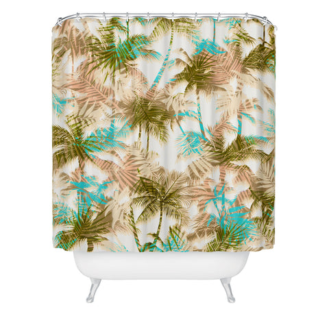 Marta Barragan Camarasa Abstract leaf and tropical palm trees Shower Curtain