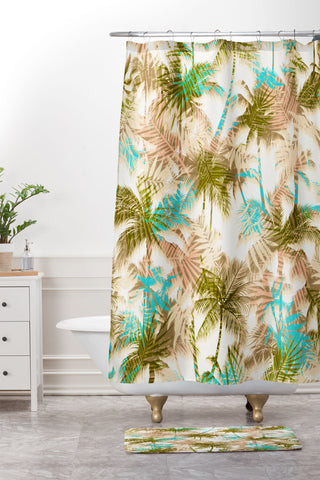 Marta Barragan Camarasa Abstract leaf and tropical palm trees Shower Curtain And Mat