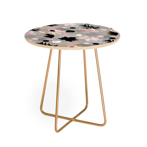 Marta Barragan Camarasa Abstract maple leaves autumn Round Side Table