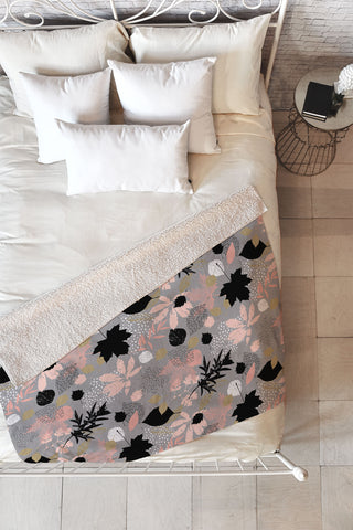 Marta Barragan Camarasa Abstract maple leaves autumn Fleece Throw Blanket