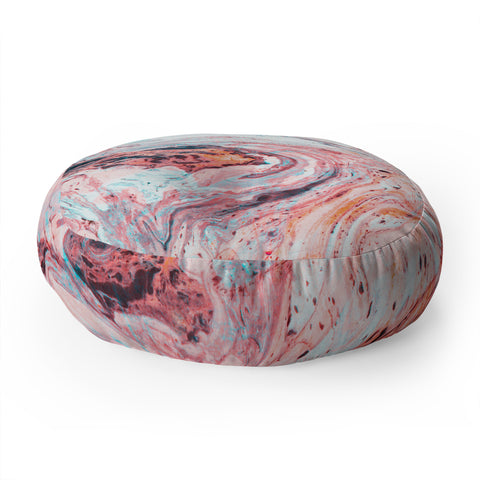 Marta Barragan Camarasa Abstract marbled saturated Floor Pillow Round