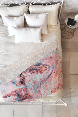 Marta Barragan Camarasa Abstract marbled saturated Fleece Throw Blanket