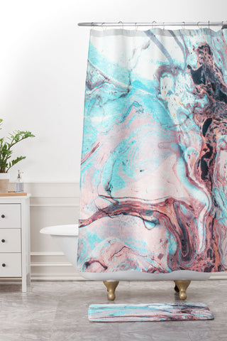 Marta Barragan Camarasa Abstract marbled saturated Shower Curtain And Mat