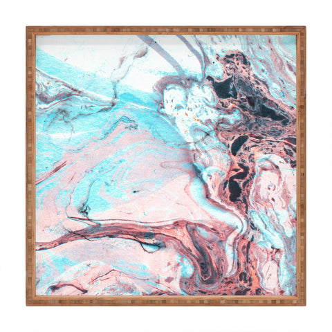 Marta Barragan Camarasa Abstract marbled saturated Square Tray