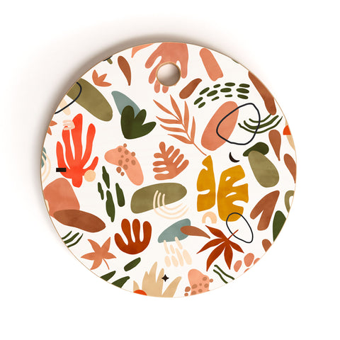 Marta Barragan Camarasa Abstract modern nature shapes Cutting Board Round