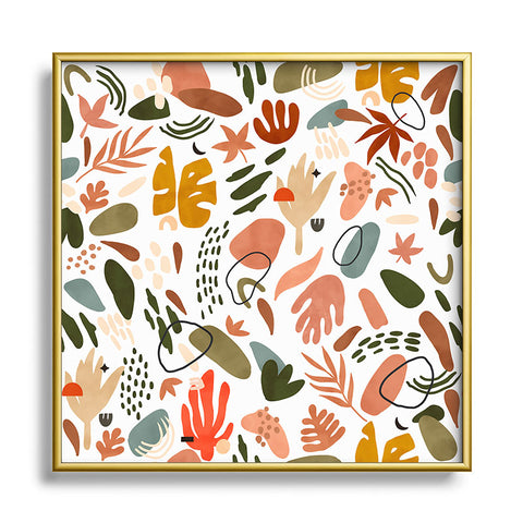 Marta Barragan Camarasa Abstract modern nature shapes Square Metal Framed Art Print