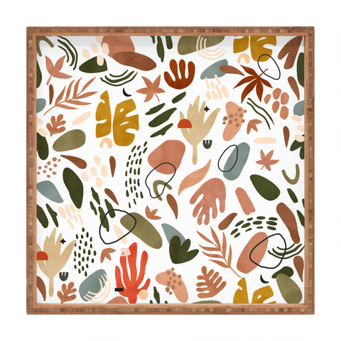 Marta Barragan Camarasa Abstract modern nature shapes Square Tray