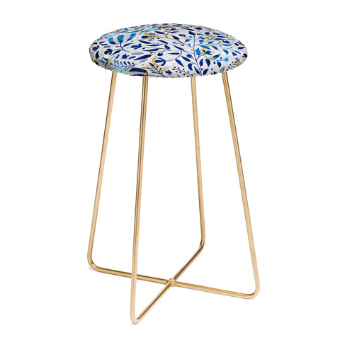 Marta Barragan Camarasa Abstract nature with golden birds Counter Stool