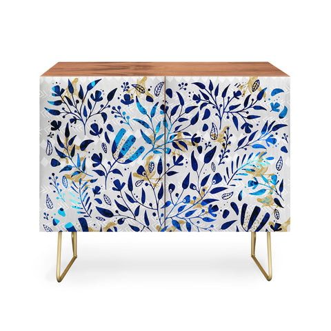 Marta Barragan Camarasa Abstract nature with golden birds Credenza