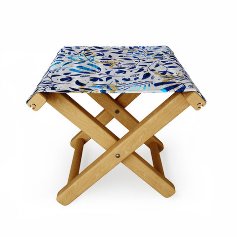 Marta Barragan Camarasa Abstract nature with golden birds Folding Stool