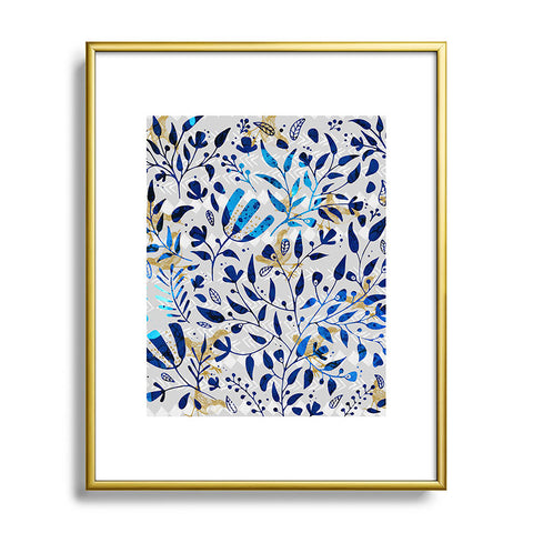 Marta Barragan Camarasa Abstract nature with golden birds Metal Framed Art Print