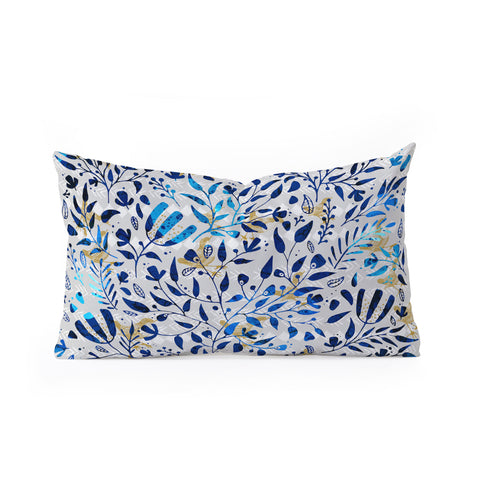 Marta Barragan Camarasa Abstract nature with golden birds Oblong Throw Pillow