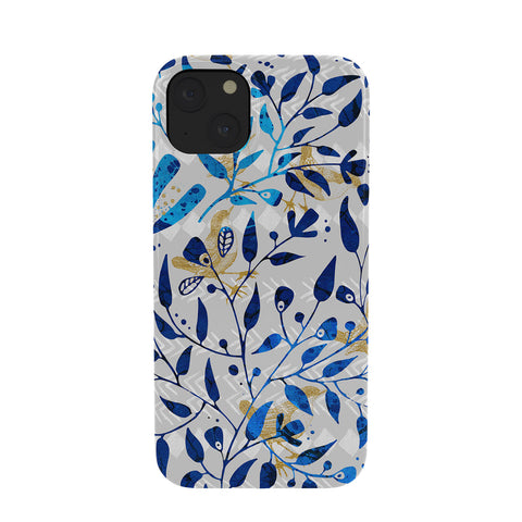 Marta Barragan Camarasa Abstract nature with golden birds Phone Case