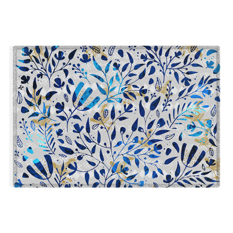 Marta Barragan Camarasa Abstract nature with golden birds Outdoor Rug