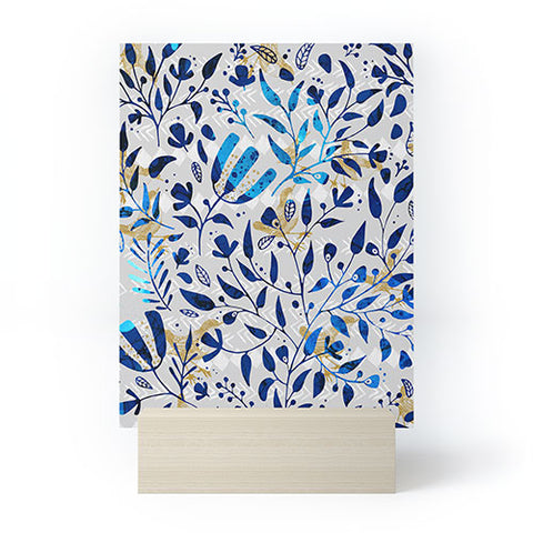 Marta Barragan Camarasa Abstract nature with golden birds Mini Art Print