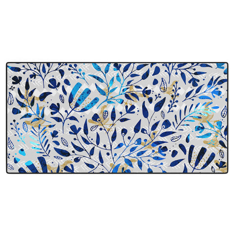 Marta Barragan Camarasa Abstract nature with golden birds Desk Mat