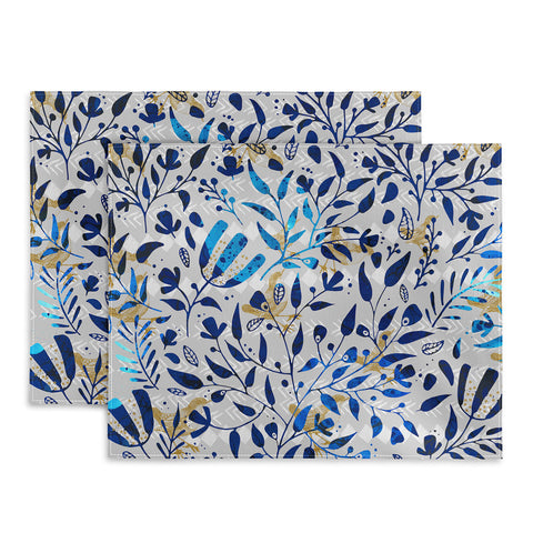 Marta Barragan Camarasa Abstract nature with golden birds Placemat