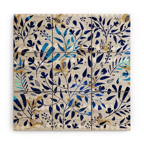 Marta Barragan Camarasa Abstract nature with golden birds Wood Wall Mural