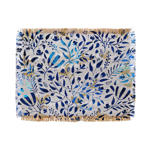 Marta Barragan Camarasa Abstract nature with golden birds Throw Blanket