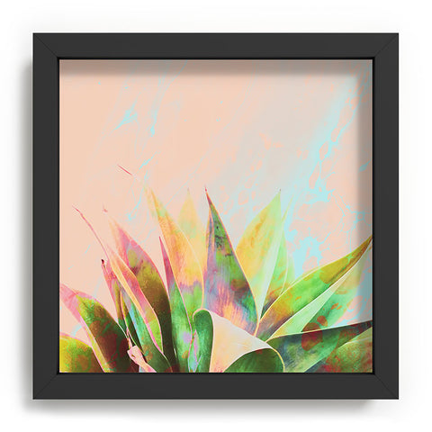 Marta Barragan Camarasa Abstract of cactus on marbled painting Recessed Framing Square