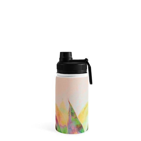 Marta Barragan Camarasa Abstract of cactus on marbled painting Water Bottle