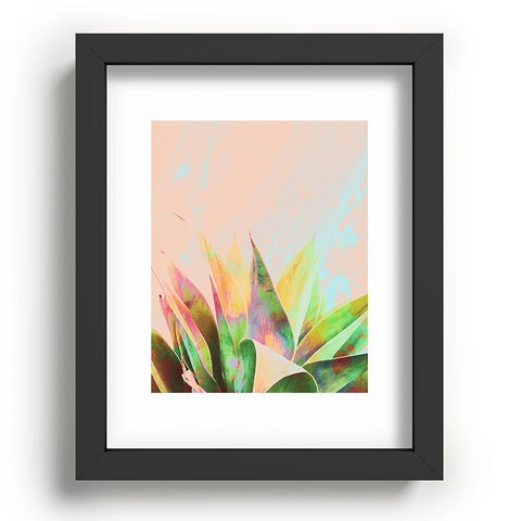 Marta Barragan Camarasa Abstract of cactus on marbled painting Recessed Framing Rectangle