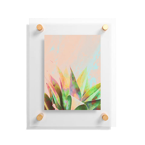 Marta Barragan Camarasa Abstract of cactus on marbled painting Floating Acrylic Print