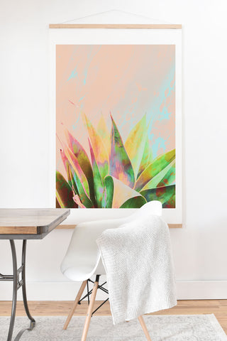 Marta Barragan Camarasa Abstract of cactus on marbled painting Art Print And Hanger