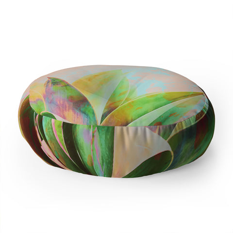 Marta Barragan Camarasa Abstract of cactus on marbled painting Floor Pillow Round