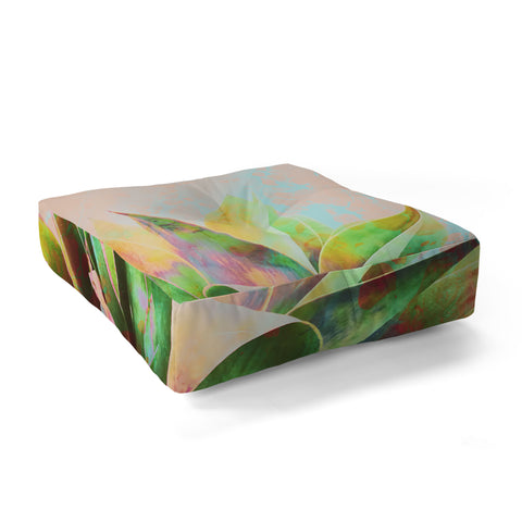 Marta Barragan Camarasa Abstract of cactus on marbled painting Floor Pillow Square