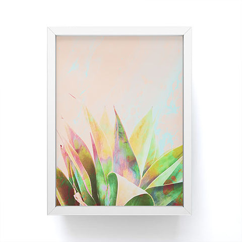 Marta Barragan Camarasa Abstract of cactus on marbled painting Framed Mini Art Print