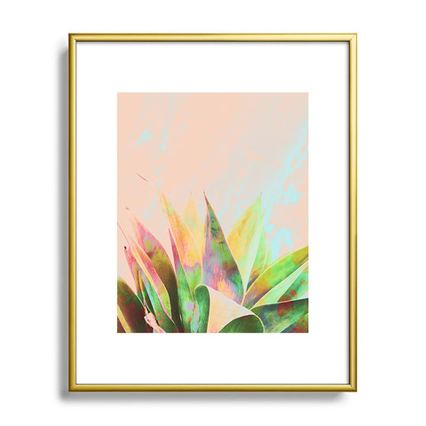 Marta Barragan Camarasa Abstract of cactus on marbled painting Metal Framed Art Print