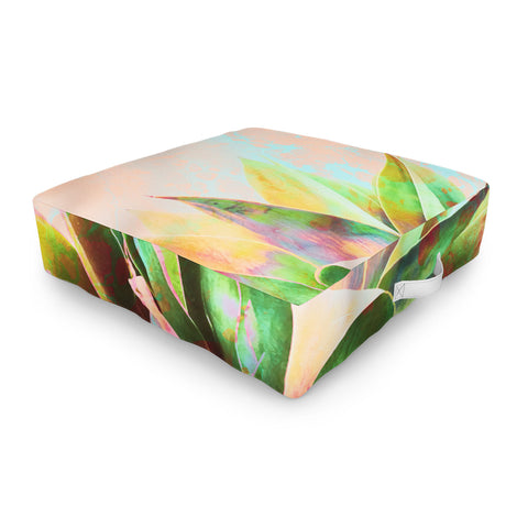 Marta Barragan Camarasa Abstract of cactus on marbled painting Outdoor Floor Cushion