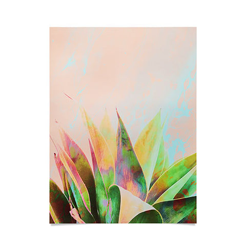 Marta Barragan Camarasa Abstract of cactus on marbled painting Poster