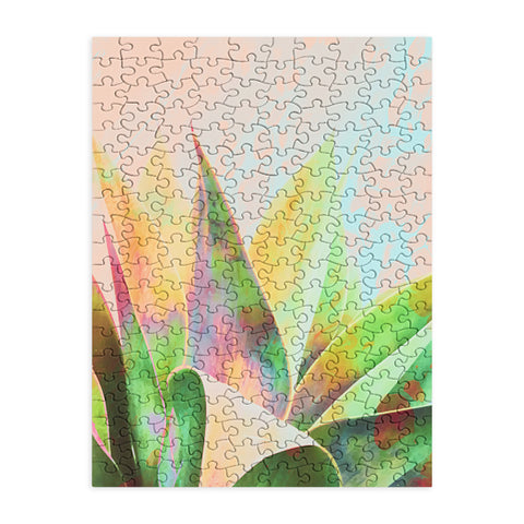 Marta Barragan Camarasa Abstract of cactus on marbled painting Puzzle