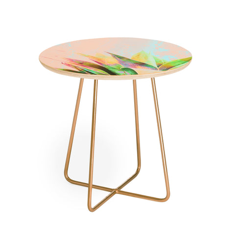 Marta Barragan Camarasa Abstract of cactus on marbled painting Round Side Table