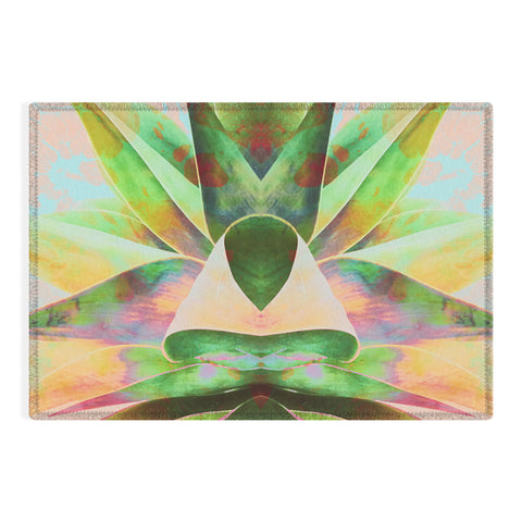 Marta Barragan Camarasa Abstract of cactus on marbled painting Outdoor Rug