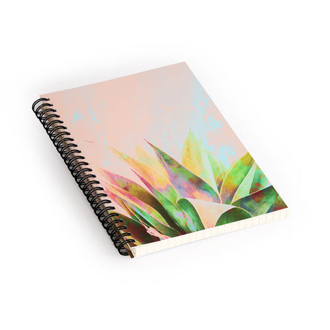 Marta Barragan Camarasa Abstract of cactus on marbled painting Spiral Notebook